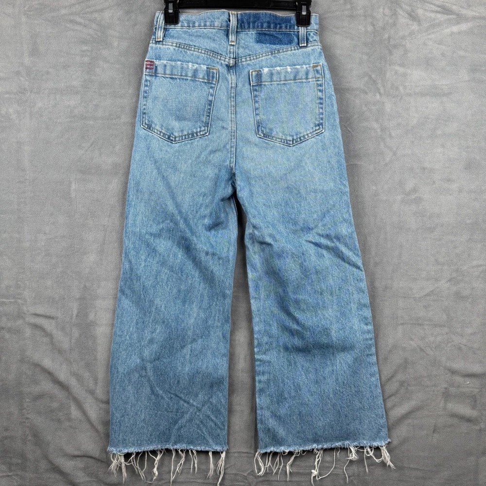 BDG Urban Outfitters Wide Leg Jeans 25 Ripped Distressed Frayed Hem Light Wash - Picture 10 of 11